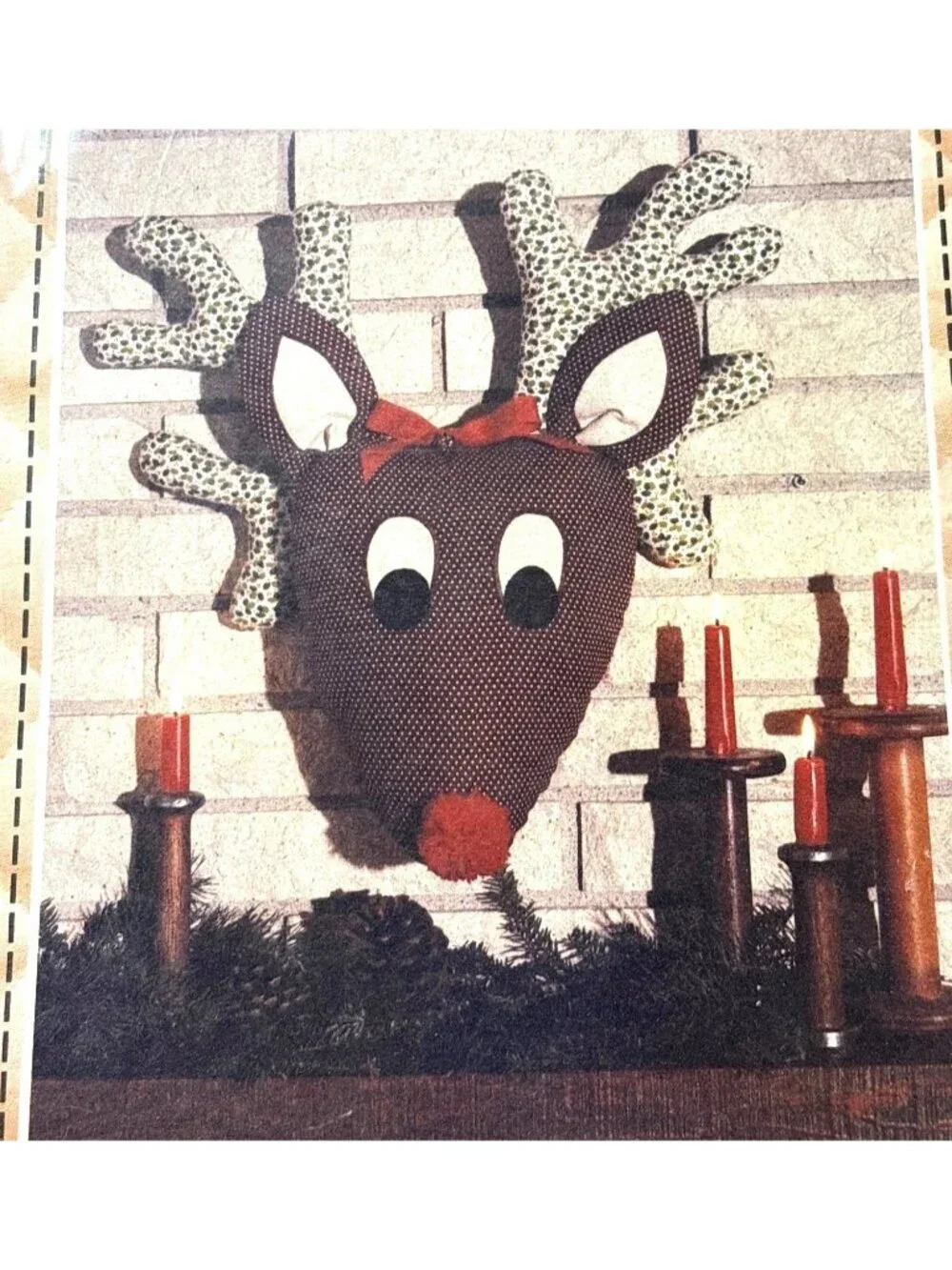 Vintage Patch Press Reindeer Sewing Pattern Christmas Decoration Wall Hang Decor